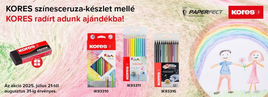 Vásároljon az alábbi Kores színesceruzákból és ajándékba adunk 1db Kores radírt